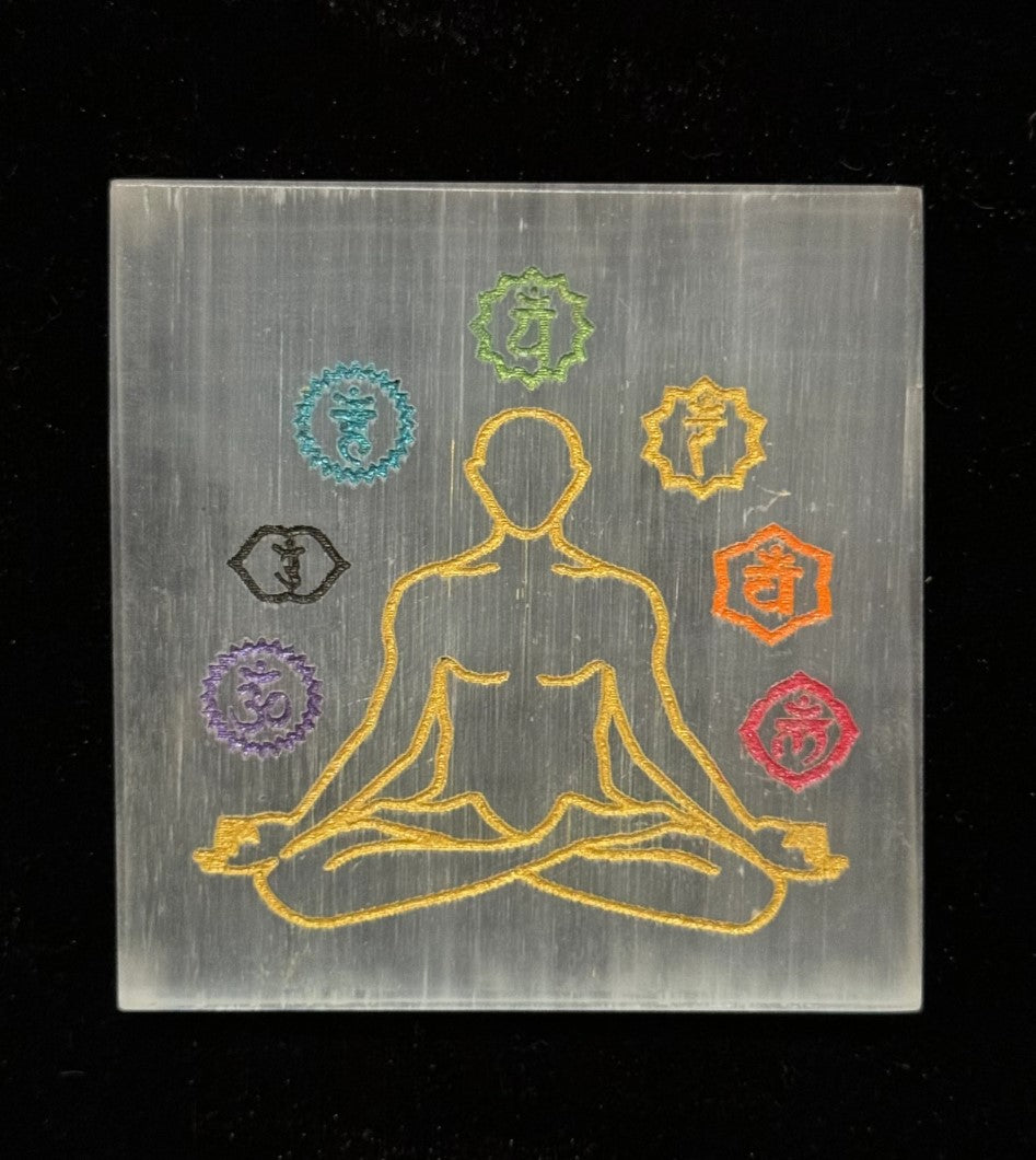 Selenite Plate Seven Chakra